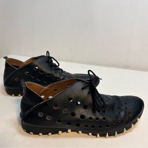 Litfoot Black Leather women’s Oxford lace up casual Shoes